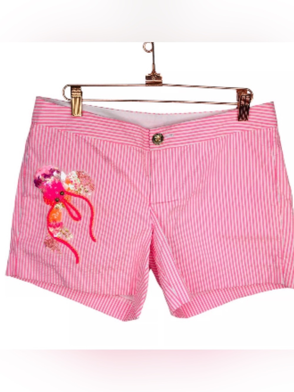 Lilly Pulitzer “Pink Cosmo” pink and white  seersucker shorts 4